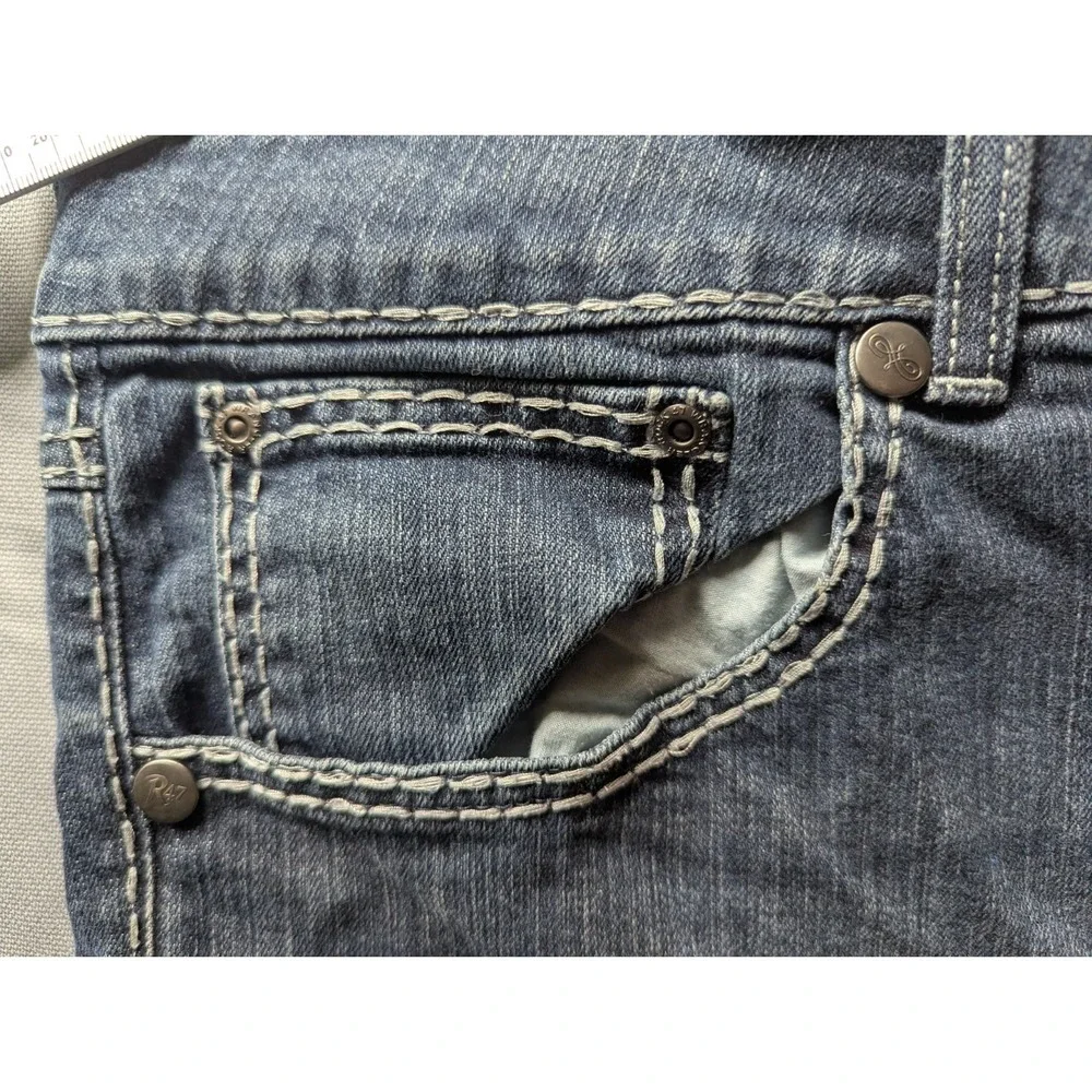 Wrangler Rock 47 Denim Blue Jeans 34x36 Men's Slim Fit Boot Cut